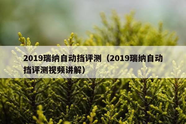 2019瑞纳自动挡评测（2019瑞纳自动挡评测视频讲解）