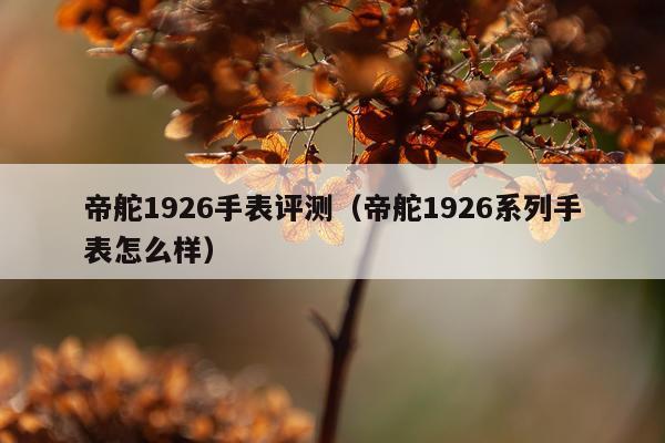 帝舵1926手表评测（帝舵1926系列手表怎么样）