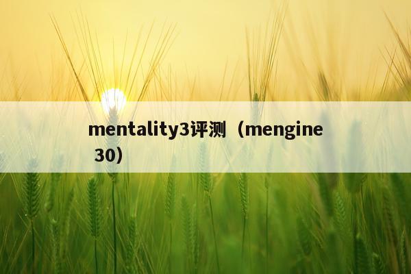 mentality3评测（mengine 30）