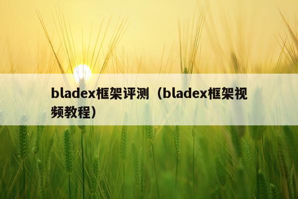 bladex框架评测（bladex框架视频教程）
