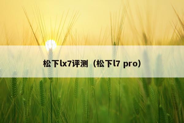 松下lx7评测（松下l7 pro）