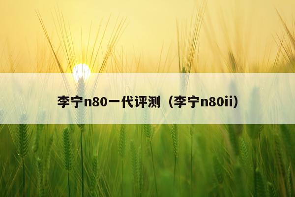 李宁n80一代评测（李宁n80ii）