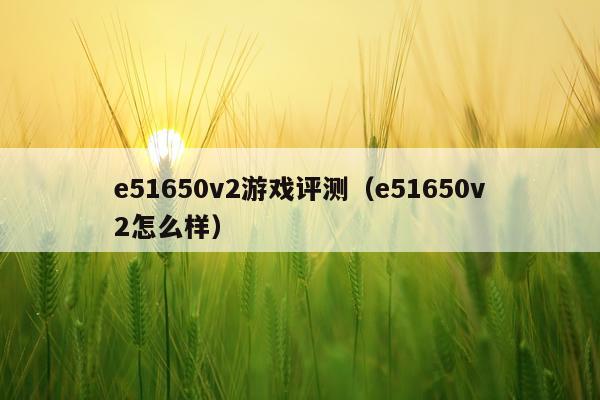 e51650v2游戏评测（e51650v2怎么样）