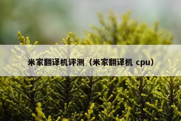 米家翻译机评测（米家翻译机 cpu）