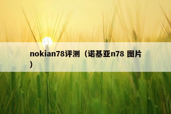 nokian78评测（诺基亚n78 图片）