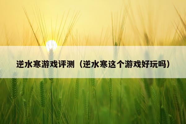 逆水寒游戏评测（逆水寒这个游戏好玩吗）