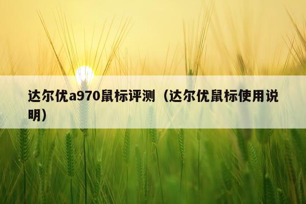 达尔优a970鼠标评测（达尔优鼠标使用说明）