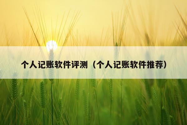 个人记账软件评测（个人记账软件推荐）